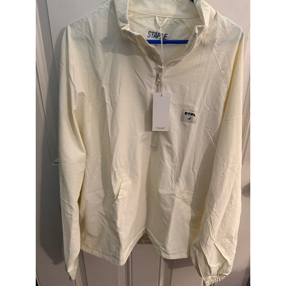 Staple Cream Lightweight Pullover Jacket With Half-Zip & Drawstring Hem Mens L
